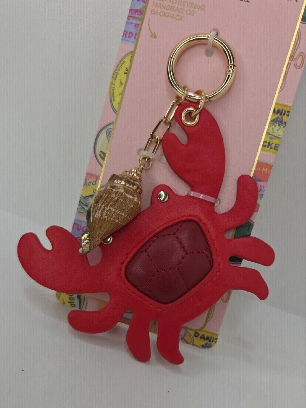 🦀▪️Piper Red▪️ Crab Bag Charm & Key Holder with Natural Shell Accent